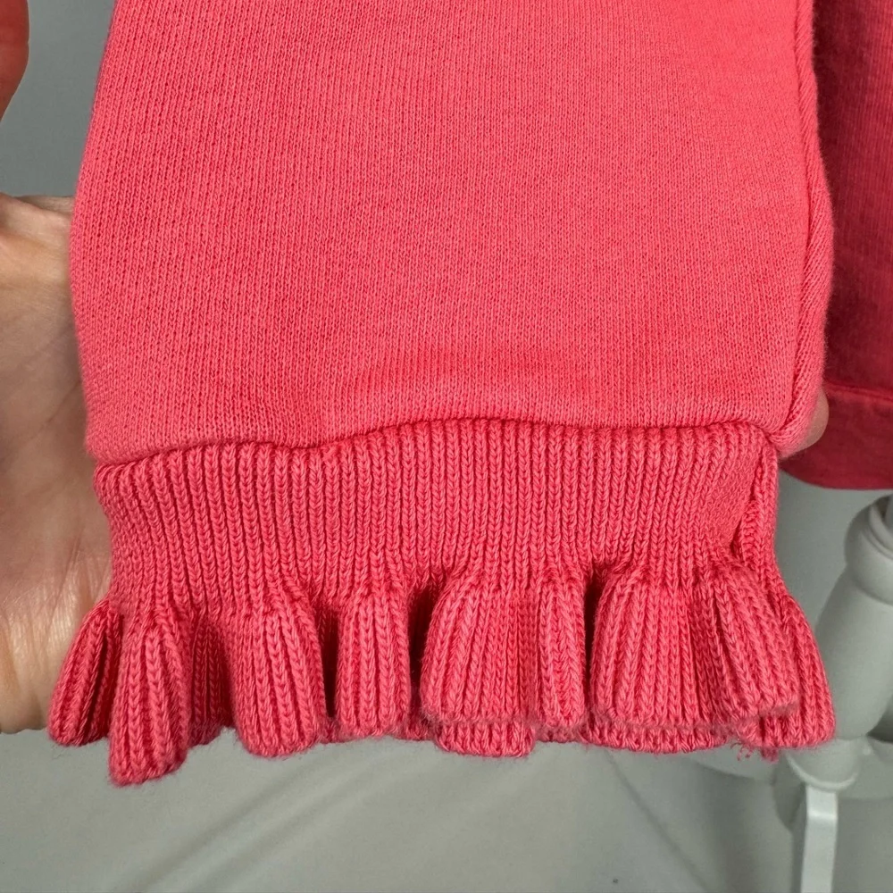Talbots Ruffle Trim Raglan Sweatshirt Pink Gold Buttons At Neckline Size 1X - Picture 7 of 10